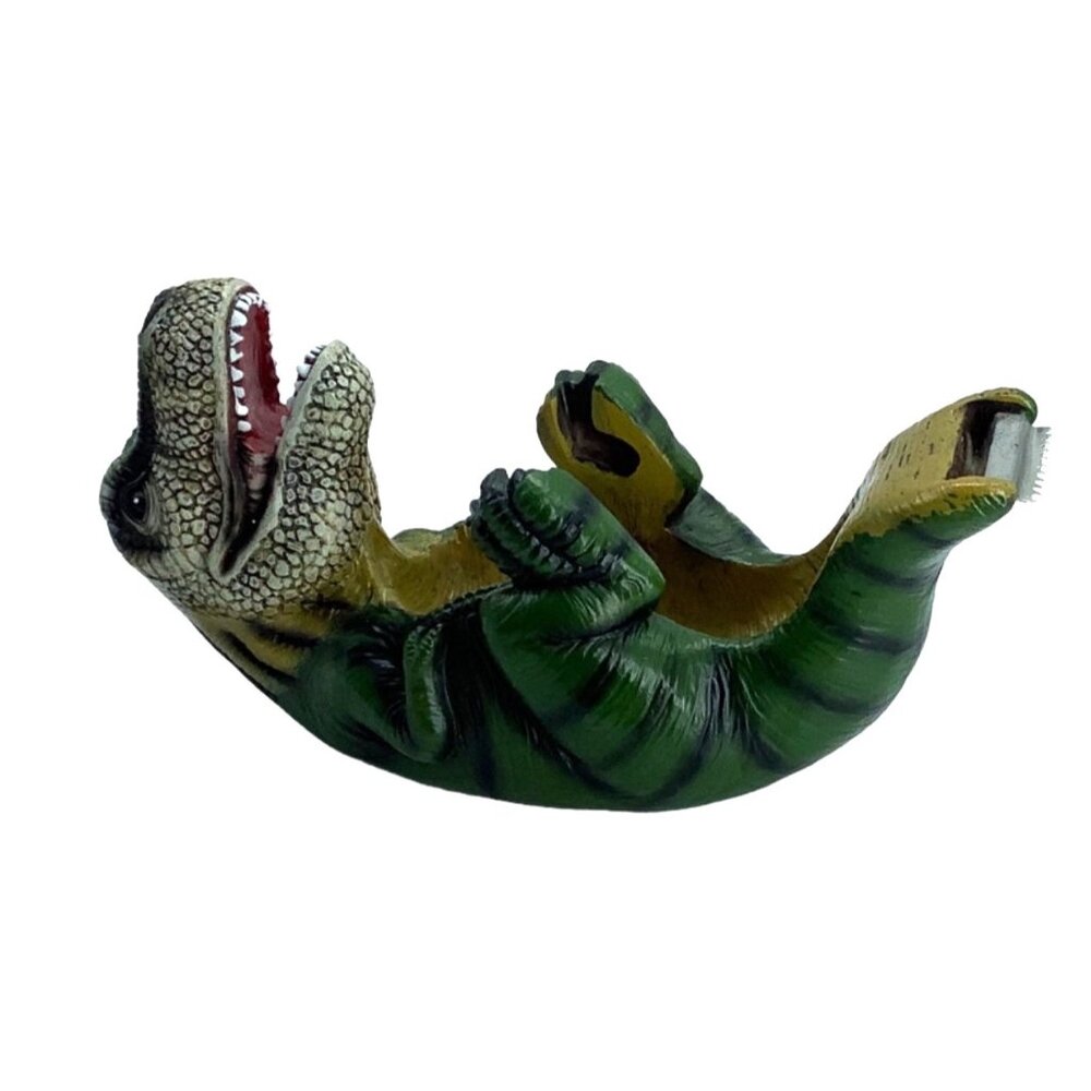 T-Rex Dinosaur Tape Dispenser Streamline Imagined Green & Cream Resin 6” Long‎